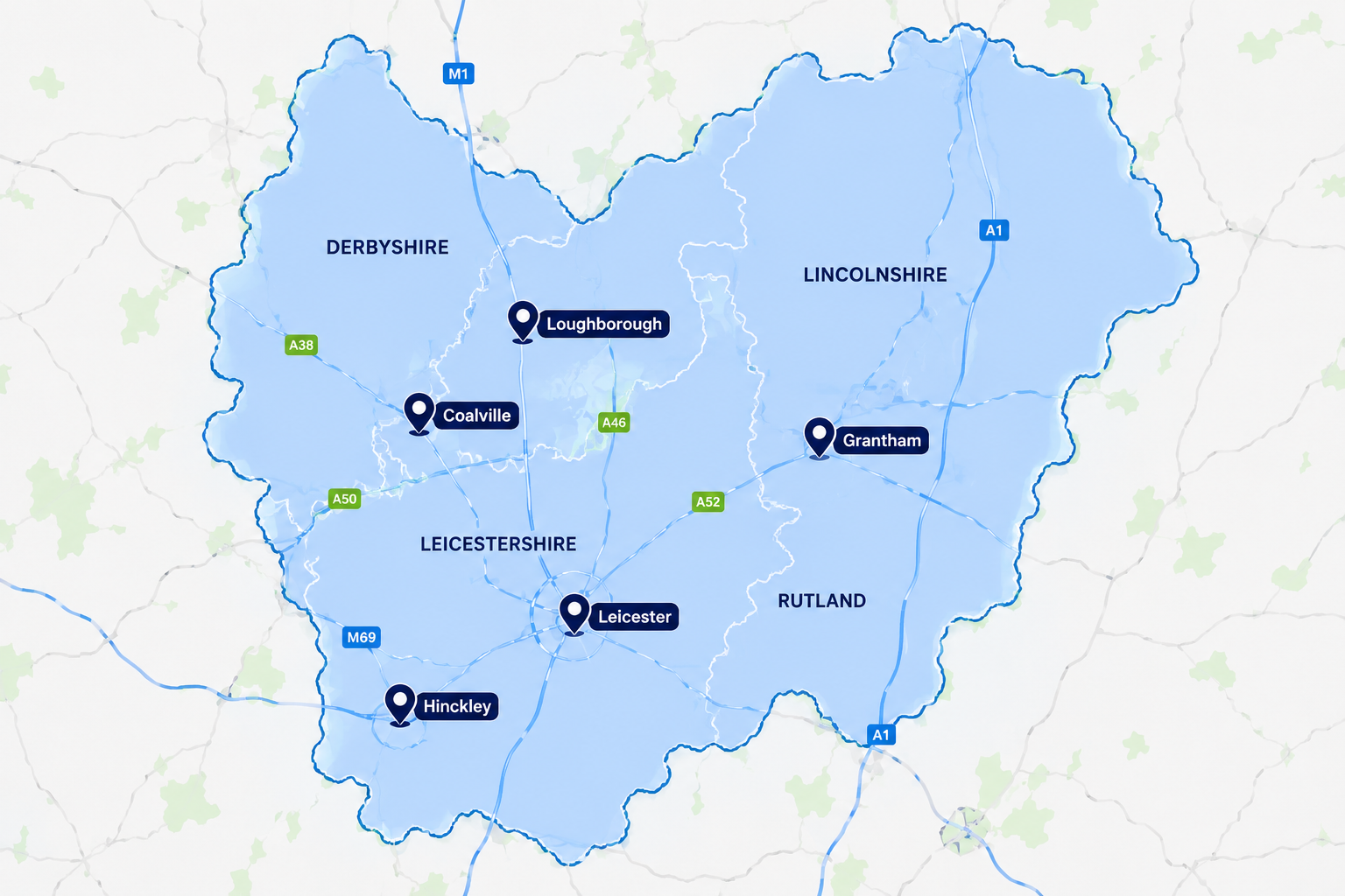 Map of areas covered: Lincoln, Newark-on-Trent, Grantham, Sleaford, Retford